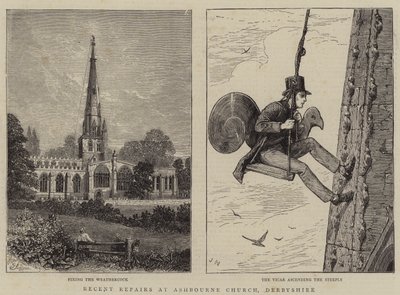 Recente Reparaties aan Ashbourne Kerk, Derbyshire door Percy William Justyne